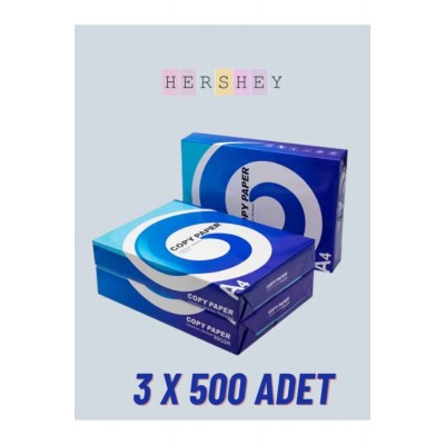 Hershey A4 Fotokopi Kağıdı - 3x500 Adet 80 gr Yüksek Kaliteli 210 x 297 mm Boyutunda