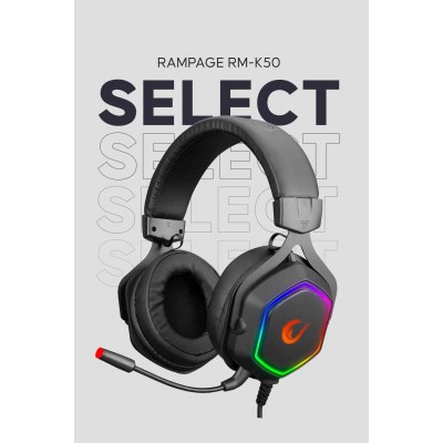 Rampage Rm-k50 Select Siyah Usb 7.1 Rgb Ledli Gaming Oyuncu Mikrofonlu Kulaklık RM-K50