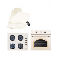 Kumtel Rustik Bej Cam Ankastre Set (DA6-835 Davlumbaz KO-40 TAHDF Ocak B66-SF2 Fırın)