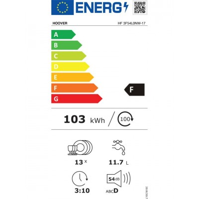 Hoover HF 3F54L0NW-17 5 Programlı NFC Bağlantılı Bulaşık Makinesi