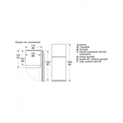 Bosch KDN55NLF1N 453 Lt No-Frost Buzdolabı