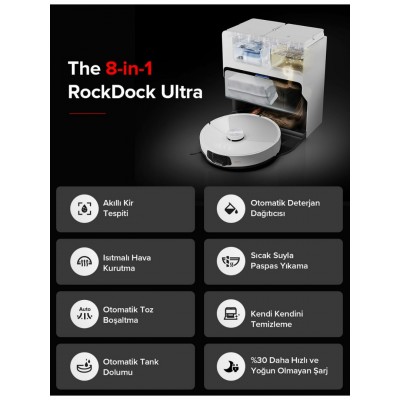Roborock S8 Maxv Ultra Akıllı Robot Süpürge Beyaz