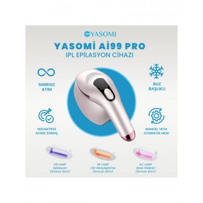 Yasomi AI99 Pro Pembe Buz Başlıklı Cilte Gençleştirme ve Sınırsız Atım Ipl Epilasyon
