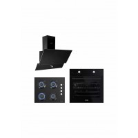 Kumtel Black Still Button B66-S2 - KO-40 TAHDF - DA6-830 Siyah Ankastre Set