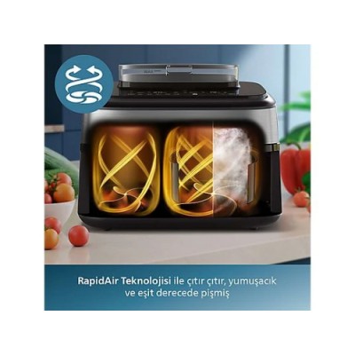 PHILIPS NA555/00 5000 Serisi Çift Hazneli Airfryer